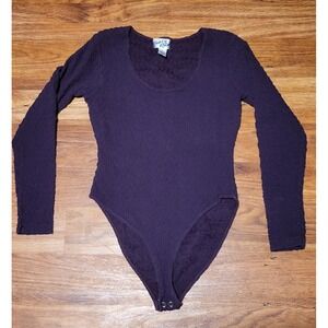Vintage Betty Blue Bodysuit Purple Sz L Textured Stretch Cotton Blend  L/S